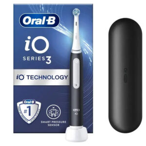 Oral-B Io 3 Ηλεκτρική Οδοντόβουρτσα με Αισθητήρα Πίεσης και Θήκη Ταξιδίου Μαύρη