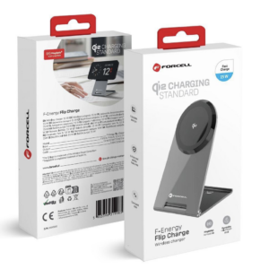 Forcell Ασύρματος Φορτιστής Qi2 και Καλώδιο USB-C 15W Power Delivery Ασημί (F-ENERGY Flip Charge)